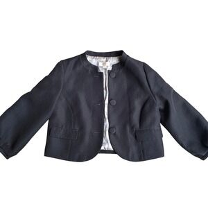 Erin Fetherston Black Jacquard Cropped Blazer Jacket Office Chic Womens Medium